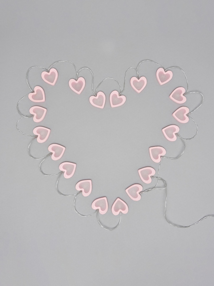 glow Pink Love Heart Wood String Lights - Image 2 of 5