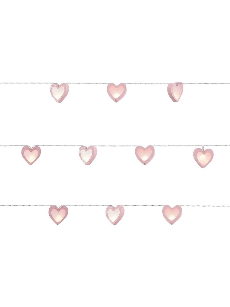 glow Pink Love Heart Wood String Lights - Image 5 of 5