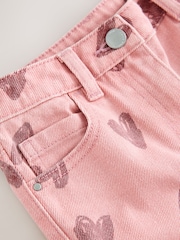 Pink Heart Print Wide Leg Jeans (3-16yrs) - Image 4 of 4