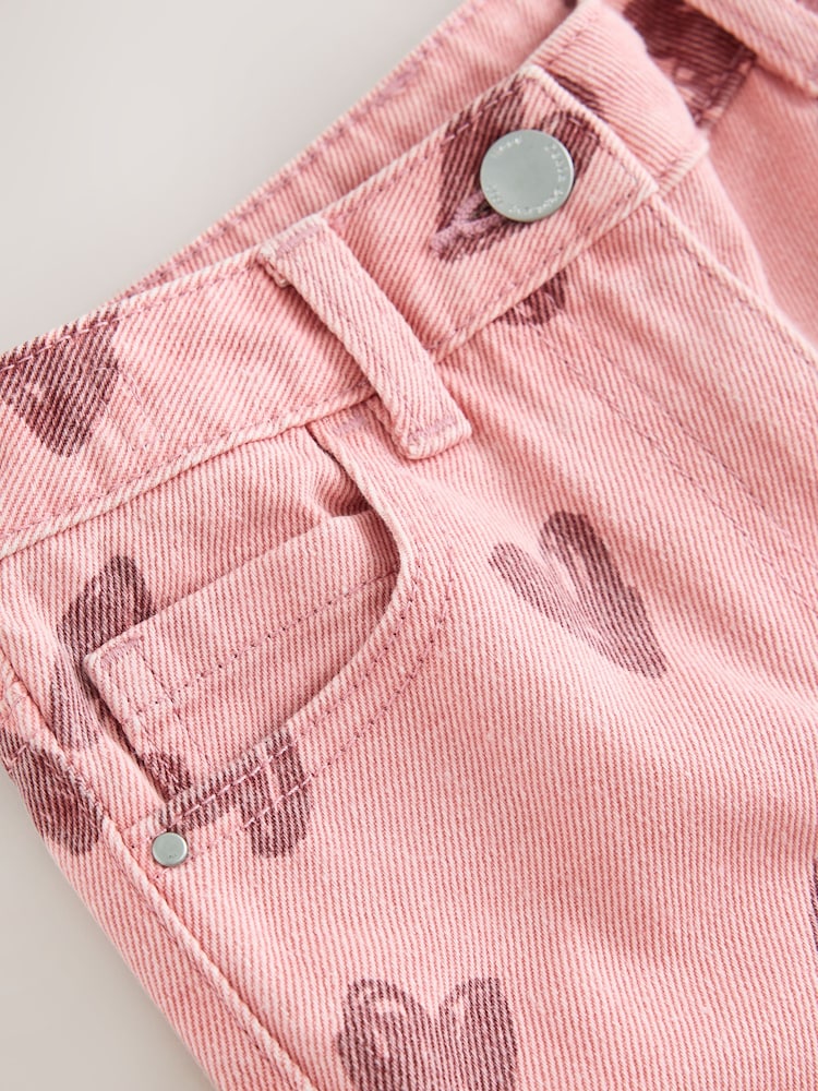 Pink Heart Print Wide Leg Jeans (3-16yrs) - Image 4 of 4 Pink Heart Print Wide Leg Jeans (3-16yrs) - Image 4 of 4