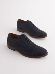 Navy Blue Suede Contrast Sole Toecap Shoes - Image 2 of 7
