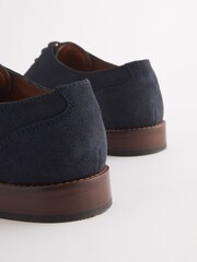 Navy Blue Suede Contrast Sole Toecap Shoes - Image 4 of 7