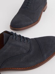 Navy Blue Suede Contrast Sole Toecap Shoes - Image 5 of 7