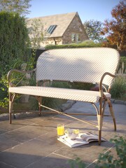 Laura Ashley Natural Riviera French Bistro Hand Woven Garden Dining Bench - Image 1 of 3