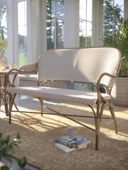 Laura Ashley Natural Riviera French Bistro Hand Woven Garden Dining Bench - Image 2 of 3