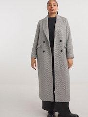 Simply Be Grey Salt and Pepper Slim Column Coat - Image 1 of 4