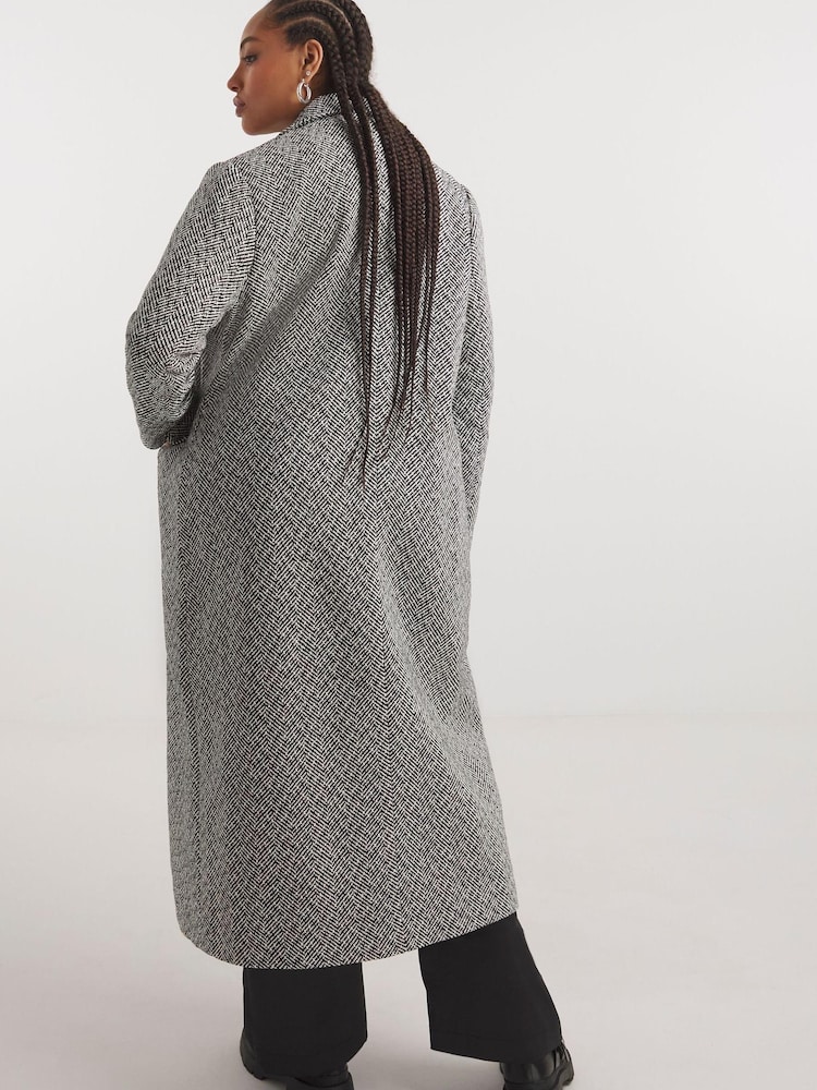 Simply Be Grey Salt and Pepper Slim Column Coat - Image 2 of 4