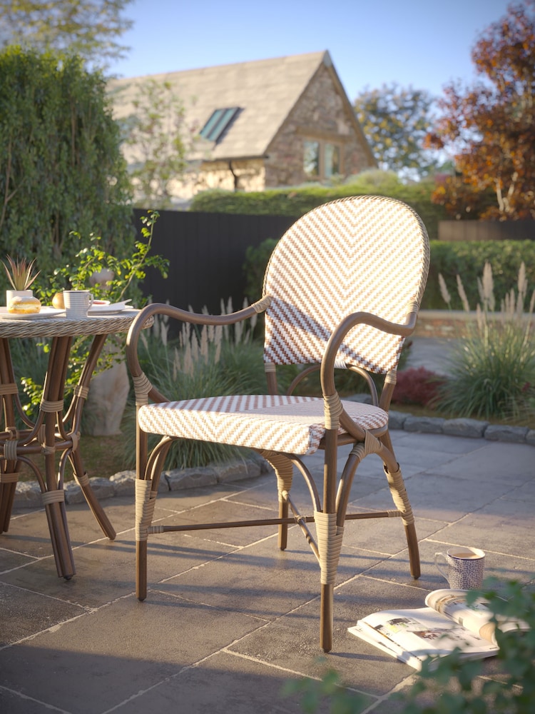 Laura Ashley Natural Riviera French Bistro Hand Woven Garden Dining Chair - Image 1 of 3