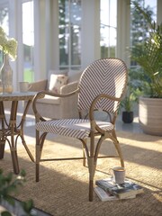 Laura Ashley Natural Riviera French Bistro Hand Woven Garden Dining Chair - Image 2 of 3