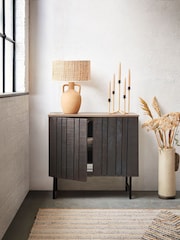 French Connection Brown Slatted Mango Wood And Concrete Effect Top Sedona Small Sideboard - Image 2 of 7