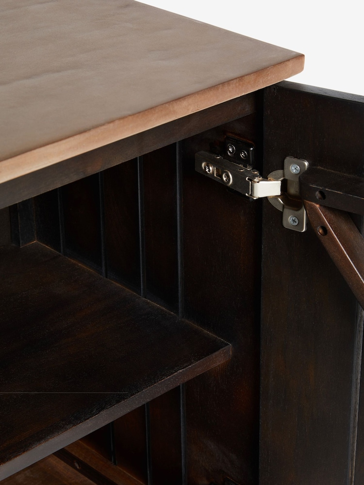 French Connection Brown Slatted Mango Wood And Concrete Effect Top Sedona Small Sideboard - Image 7 of 7
