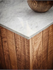 French Connection Natural Slatted and Solid Marble Top Stanton Small Sideboard - Image 4 of 8