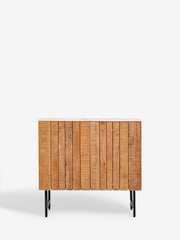 French Connection Natural Slatted and Solid Marble Top Stanton Small Sideboard - Image 5 of 8