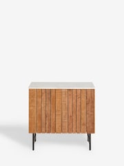 French Connection Natural Slatted and Solid Marble Top Stanton Small Sideboard - Image 7 of 8