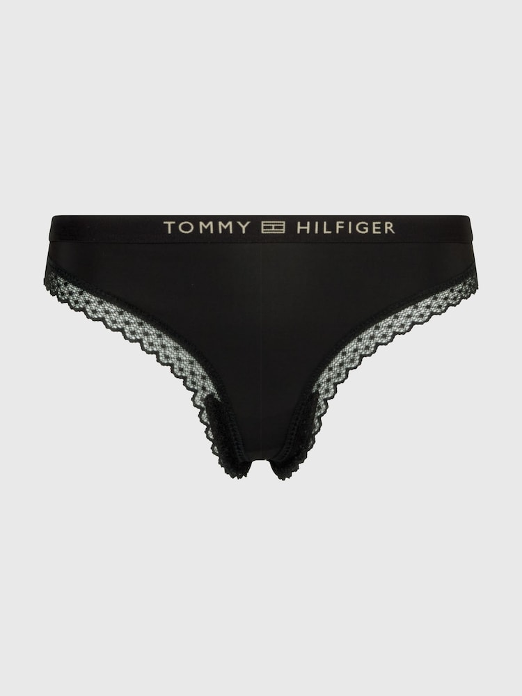 Tommy Hilfiger Black Tonal Logo Lace Thong - Image 4 of 4