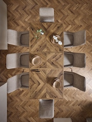 Dark Natural Bronx Luxe Chevron 6 to 8 Extending Dining Table - Image 5 of 9