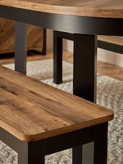 Dark Bronx Oak Effect 8 Seater Dining Table and Bench Set - Image 4 of 7