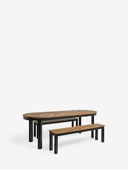Dark Bronx Oak Effect 8 Seater Dining Table and Bench Set - Image 5 of 7