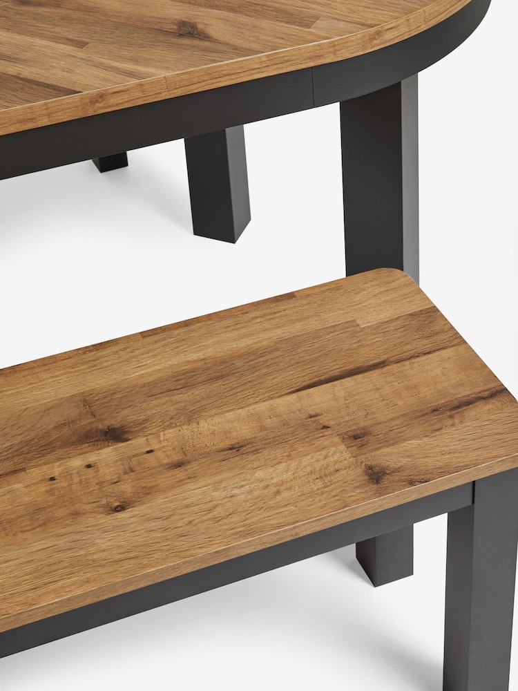 Dark Bronx Oak Effect 8 Seater Dining Table and Bench Set - Image 7 of 7