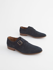 Navy Blue Leather Single Monk Shoes - Image 2 of 6
