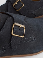 Navy Blue Leather Single Monk Shoes - Image 5 of 6