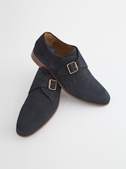 Navy Blue Leather Single Monk Shoes - Image 6 of 6