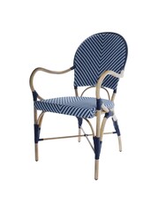Laura Ashley Navy Riviera French Bistro Hand Woven Garden Dining Chair - Image 3 of 5