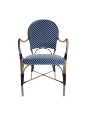 Laura Ashley Navy Riviera French Bistro Hand Woven Garden Dining Chair - Image 4 of 5