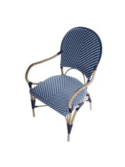 Laura Ashley Navy Riviera French Bistro Hand Woven Garden Dining Chair - Image 5 of 5