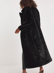 Simply Be Black Maxi Faux Fur Coat - Image 2 of 4