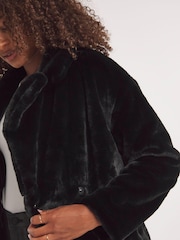 Simply Be Black Maxi Faux Fur Coat - Image 4 of 4