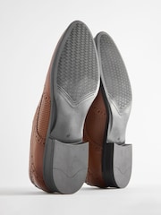 Tan Brown Leather Embossed Wing Cap Brogues Shoes - Image 4 of 4