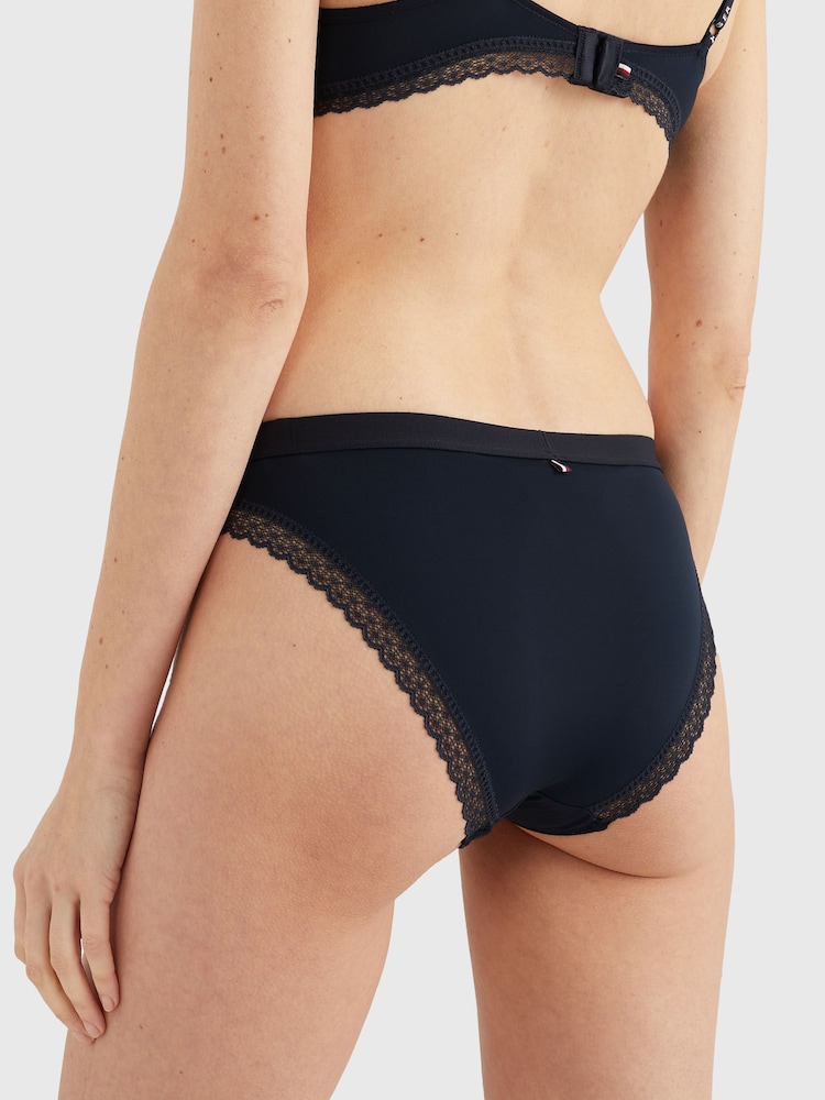 Tommy Hilfiger Blue Tonal Logo Lace Bikini Briefs - Image 2 of 4 Tommy Hilfiger Blue Tonal Logo Lace Bikini Briefs - Image 2 of 4