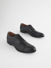 Black Leather Embossed Brogues Shoes - Image 2 of 8