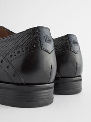 Black Leather Embossed Brogues Shoes - Image 7 of 8