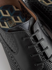 Black Leather Embossed Brogues Shoes - Image 8 of 8