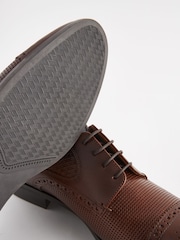 Brown Leather Embossed Brogues Shoes - Image 6 of 7
