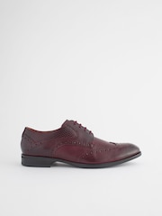 Burgundy Red Leather Embossed Wing Cap Brogues Shoes - Image 2 of 8