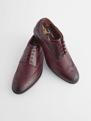 Burgundy Red Leather Embossed Wing Cap Brogues Shoes - Image 3 of 8