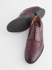 Burgundy Red Leather Embossed Wing Cap Brogues Shoes - Image 4 of 8