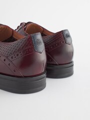 Burgundy Red Leather Embossed Wing Cap Brogues Shoes - Image 5 of 8