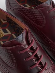 Burgundy Red Leather Embossed Wing Cap Brogues Shoes - Image 7 of 8