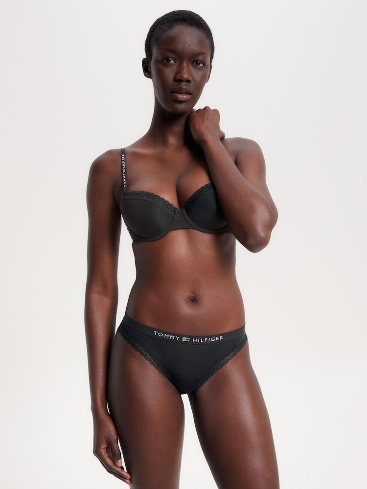 Tommy Hilfiger Black Tonal Logo Lace Bikini Briefs - Image 3 of 4