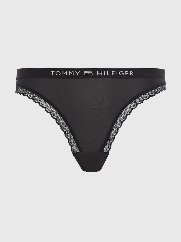 Tommy Hilfiger Black Tonal Logo Lace Bikini Briefs - Image 4 of 4