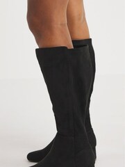 JD Williams Black Wide Block Heel High Leg Boots - Image 2 of 4