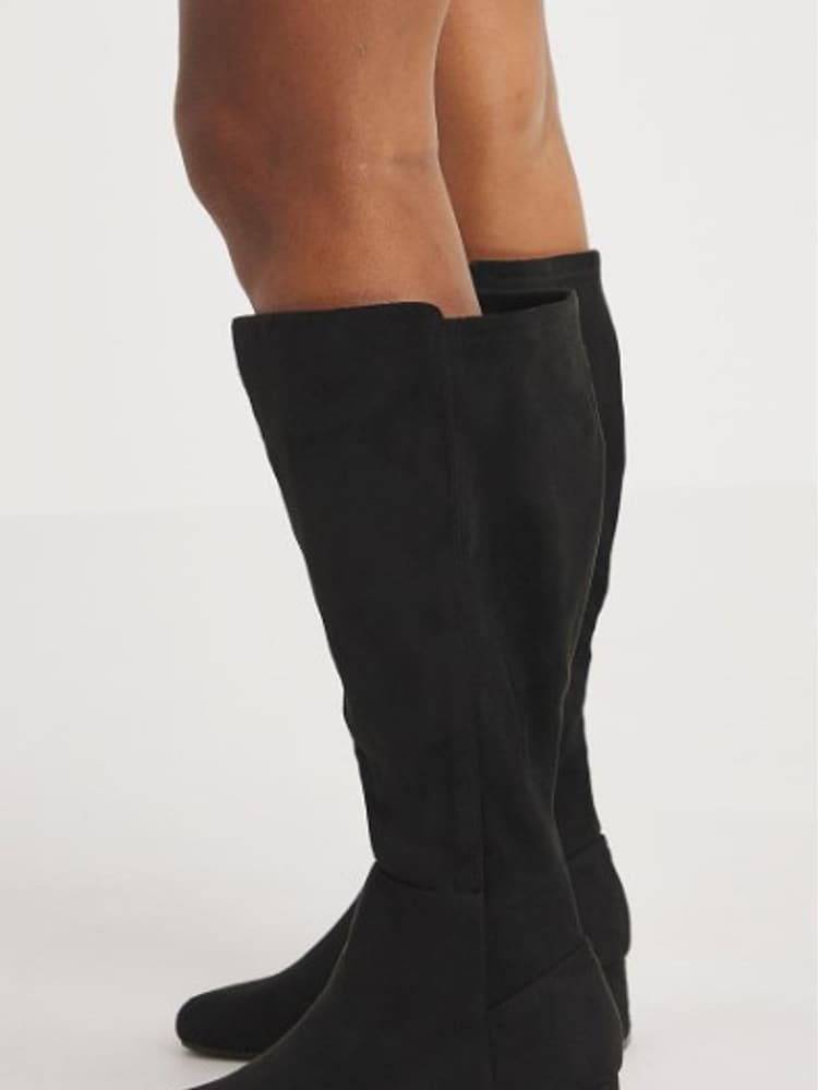 JD Williams Black Wide Block Heel High Leg Boots - Image 2 of 4