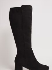 JD Williams Black Wide Block Heel High Leg Boots - Image 3 of 4