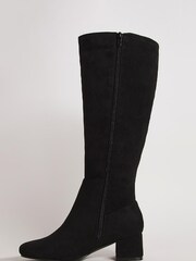 JD Williams Black Wide Block Heel High Leg Boots - Image 4 of 4
