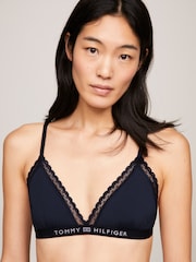 Tommy Hilfiger Tonal Logo Lace Unlined Triangle Bralette - Изображение 1 из 9