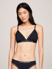 Tommy Hilfiger Tonal Logo Lace Unlined Triangle Bralette - Изображение 2 из 9